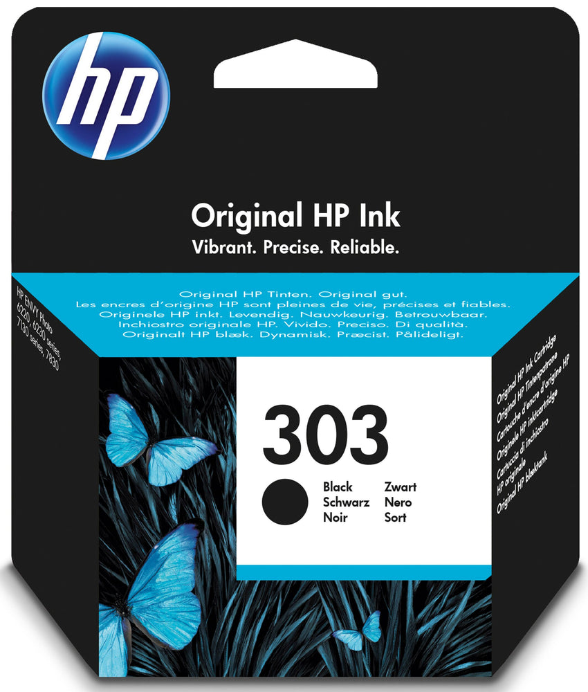 HP 303 Standard Capacity Black Original Ink Cartridge Page Yield 200 (P/N T6N02AE)