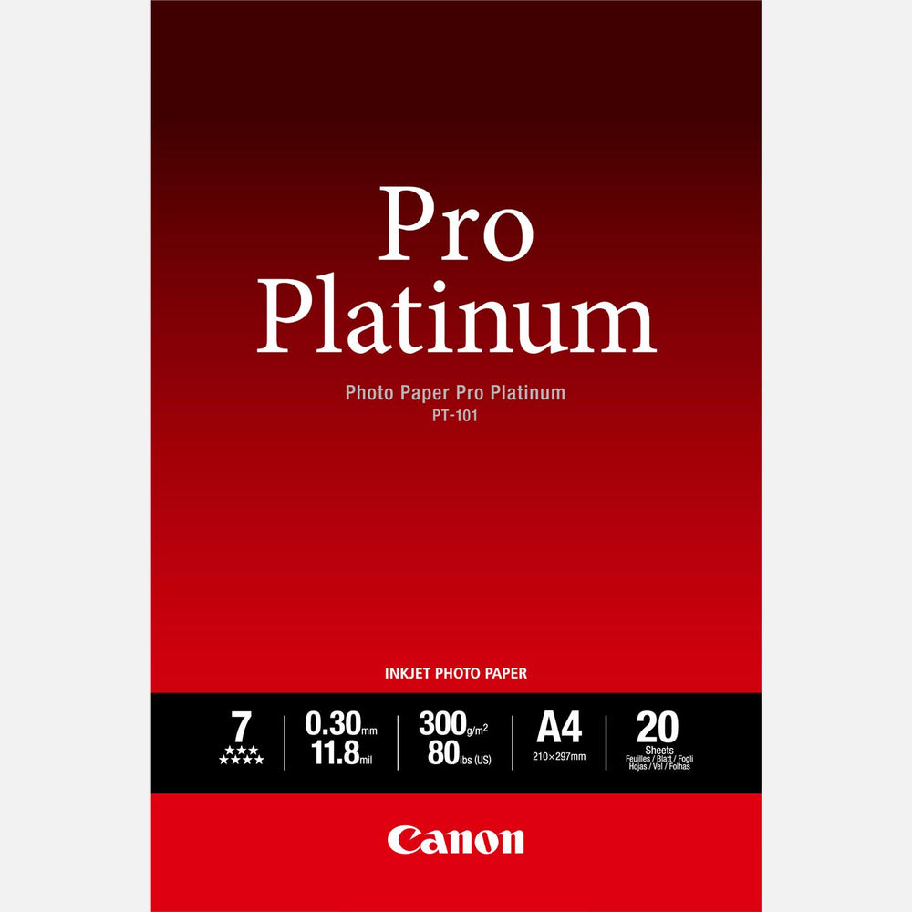 Canon PT-101 Pro Platinum Photo Paper A4 - 20 Sheets | Cartridge King 