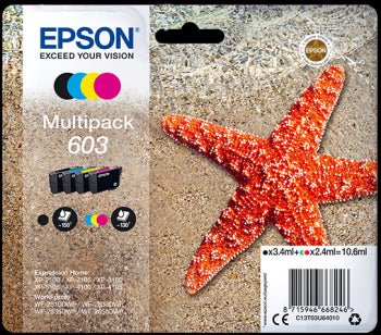 Epson Original T03U64 Black/ Cyan/ Magenta/ Yellow 603 MultiPack | Cartridge King 
