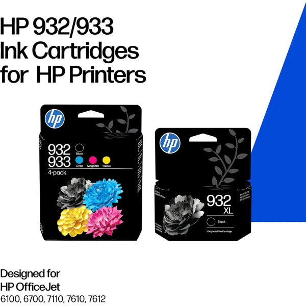 HP 932/933 4-pack Black/Cyan/Magenta/Yellow Original Ink Cartridges - 6ZC71AE