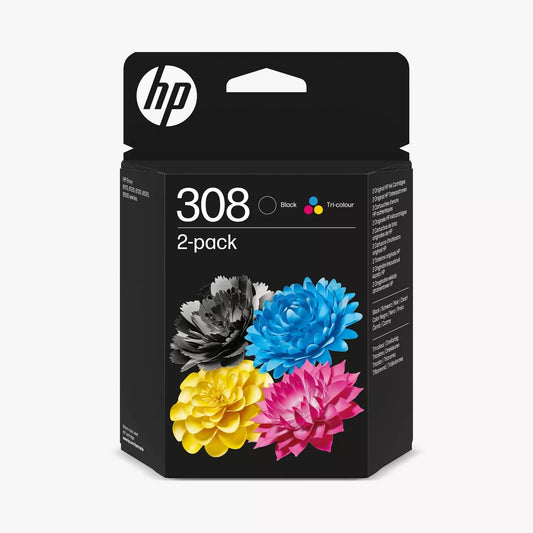HP 308 2-Pack Black/Tri-color Original Ink Cartridge - 6L6S6UE