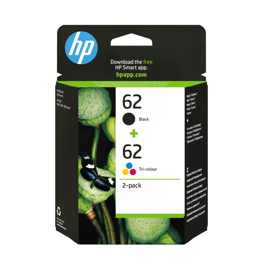 HP 62 2-Pack Black/Tri-colour Original Ink Cartridges - N9J71AE