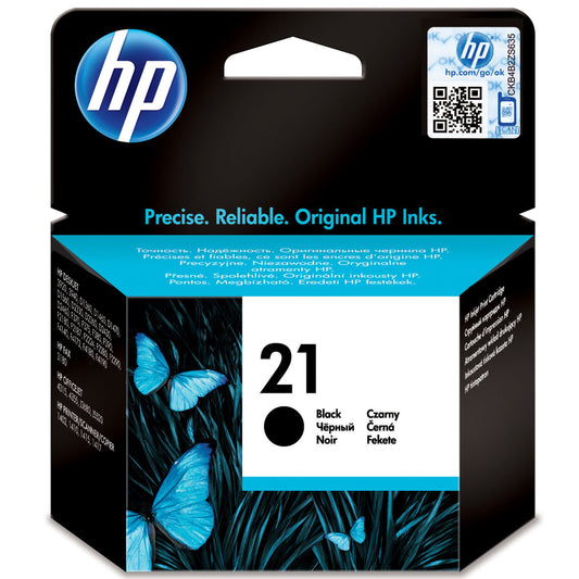 HP 21 Black Original Ink Cartridge Page Yield 190 (P/N C9351AE)