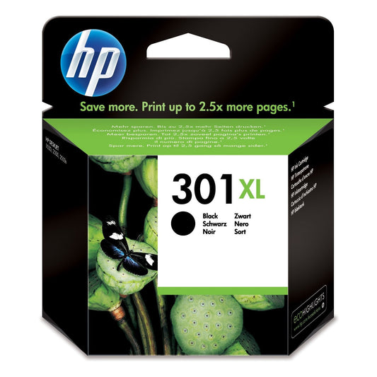 HP 301XL High Yield Black Original Ink Cartridge Page Yield 430 (P/N CH563EE)