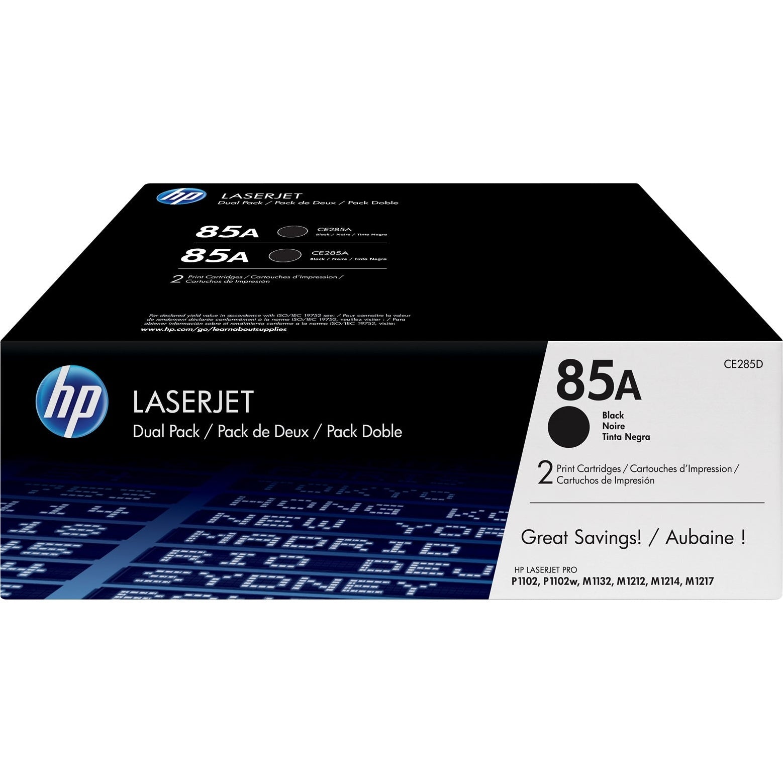 HP 85A 2-pack Black Original LaserJet Toner Cartridges Page Yield 1600 CE285AD HP