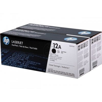 HP 12A 2-pack Black Original LaserJet Toner Cartridges Page Yield 2000 Q2612AD HP