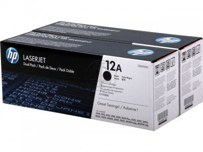HP 12A 2-pack Black Original LaserJet Toner Cartridges Page Yield 2000 (Q2612AD) | Cartridge King 
