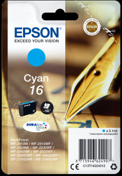 Epson Original T1622 Series Pen &amp; Crossword Cyan Ink Cartridge | Cartridge King 