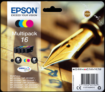 Epson Original T1626 Series Pen &amp; Crossword Multipack Ink Cartridges 4pk | Cartridge King 