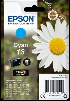 Epson Original T18 Cyan Inkjet Cartridge (Daisy) | Cartridge King 