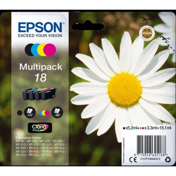 Epson Original T18 Multipack Inkjet Cartridges B/C/M/Y Daisy Epson