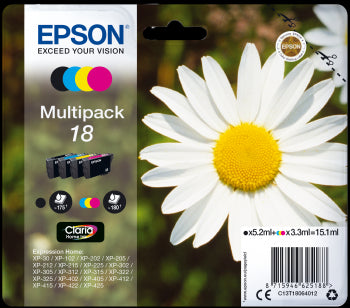 Epson Original T18 Multipack Inkjet Cartridges B/C/M/Y (Daisy) | Cartridge King 