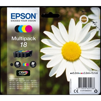 Epson Original T18 Multipack Inkjet Cartridges B/C/M/Y (Daisy)