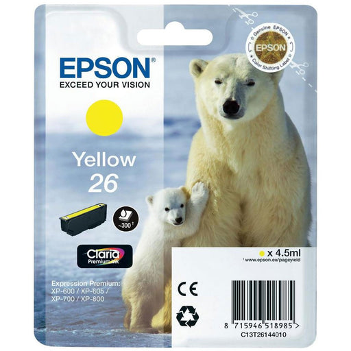 Epson Original T26 Yellow Claria Inkjet Cartridge (Polar Bear) | Cartridge King 