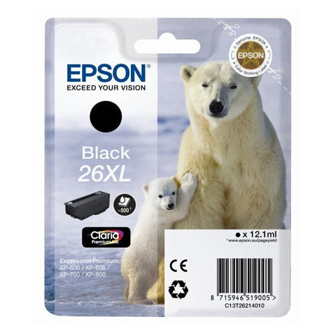 Epson Original T26 XL Black Claria Inkjet Cartridge Polar Bear EPSON