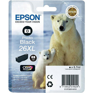 Epson Original T26 XL PHOTO Black Claria Inkjet Cartridge (Polar Bear) | Cartridge King 