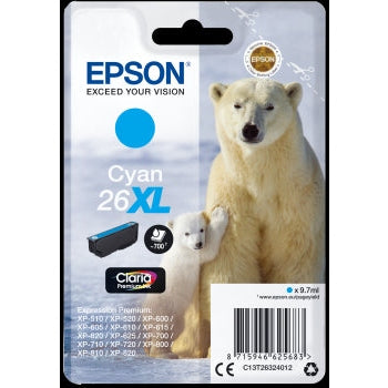 Epson Original T26 XL Cyan Claria Inkjet Cartridge Polar Bear EPSON