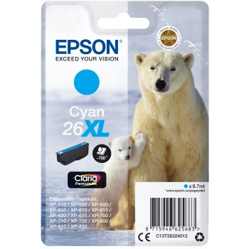 Epson Original T26 XL Cyan Claria Inkjet Cartridge Polar Bear