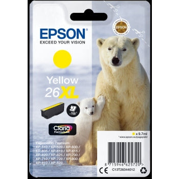 Epson Original T26 XL Yellow Claria Inkjet Cartridge Polar Bear EPSON