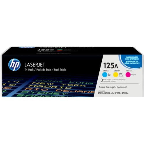 HP 125A 3-pack Cyan/Magenta/Yellow Original LaserJet Toner Cartridges Page Yield 1400 P/N CF373AM HP