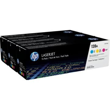 HP 128A 3-pack Cyan/Magenta/Yellow Original LaserJet Toner Cartridges Page Yield 1300 CF371AM HP