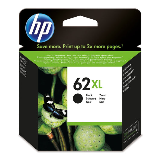 HP 62XL High Yield Black Original Ink Cartridge Page Yield 600 (P/N C2P05AE)