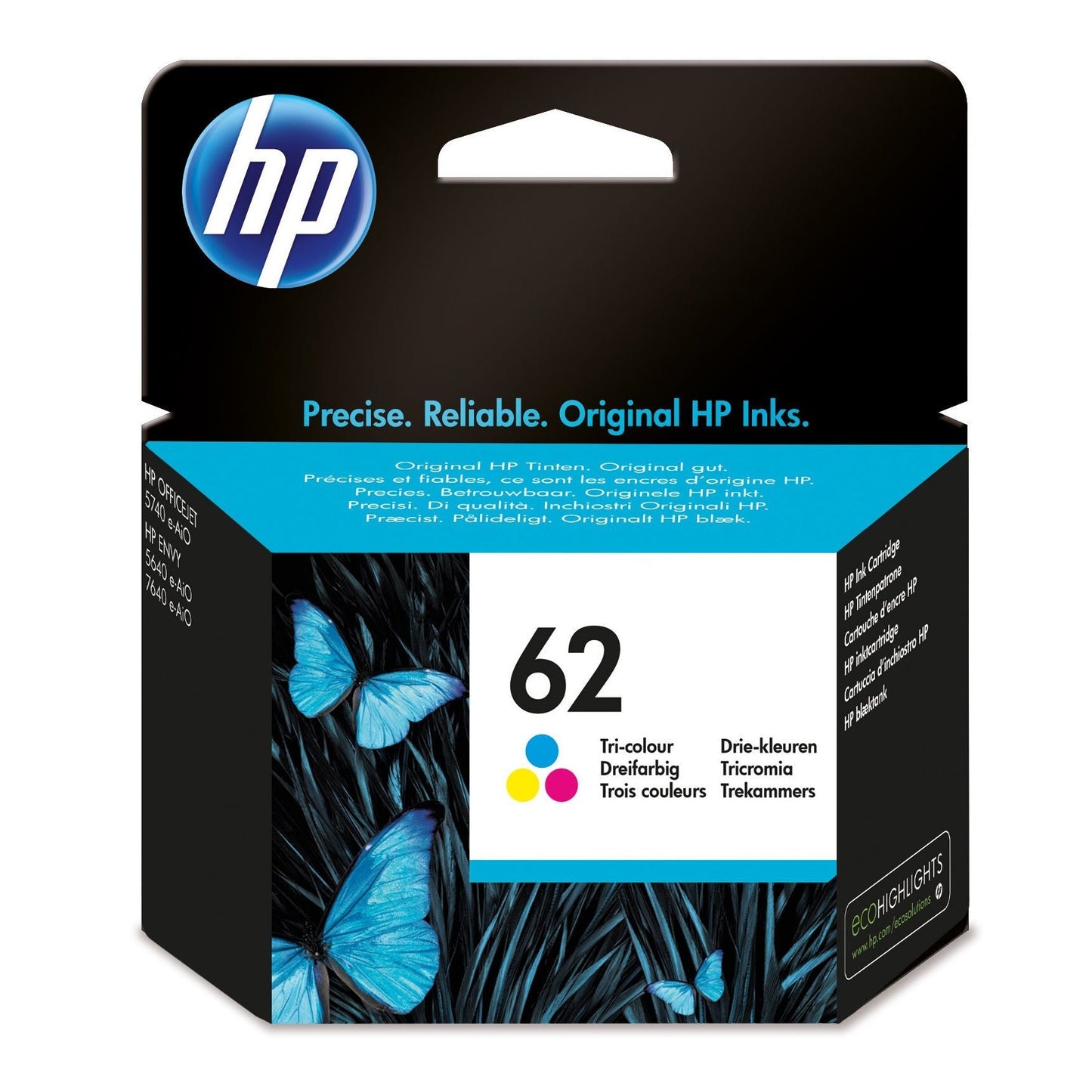 HP 62 Tri-colour Original Ink Cartridge Page Yield 165 (P/N C2P06AE)