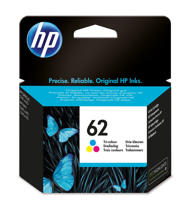 HP 62 Tri-colour Original Ink Cartridge Page Yield 165 (P/N C2P06AE)