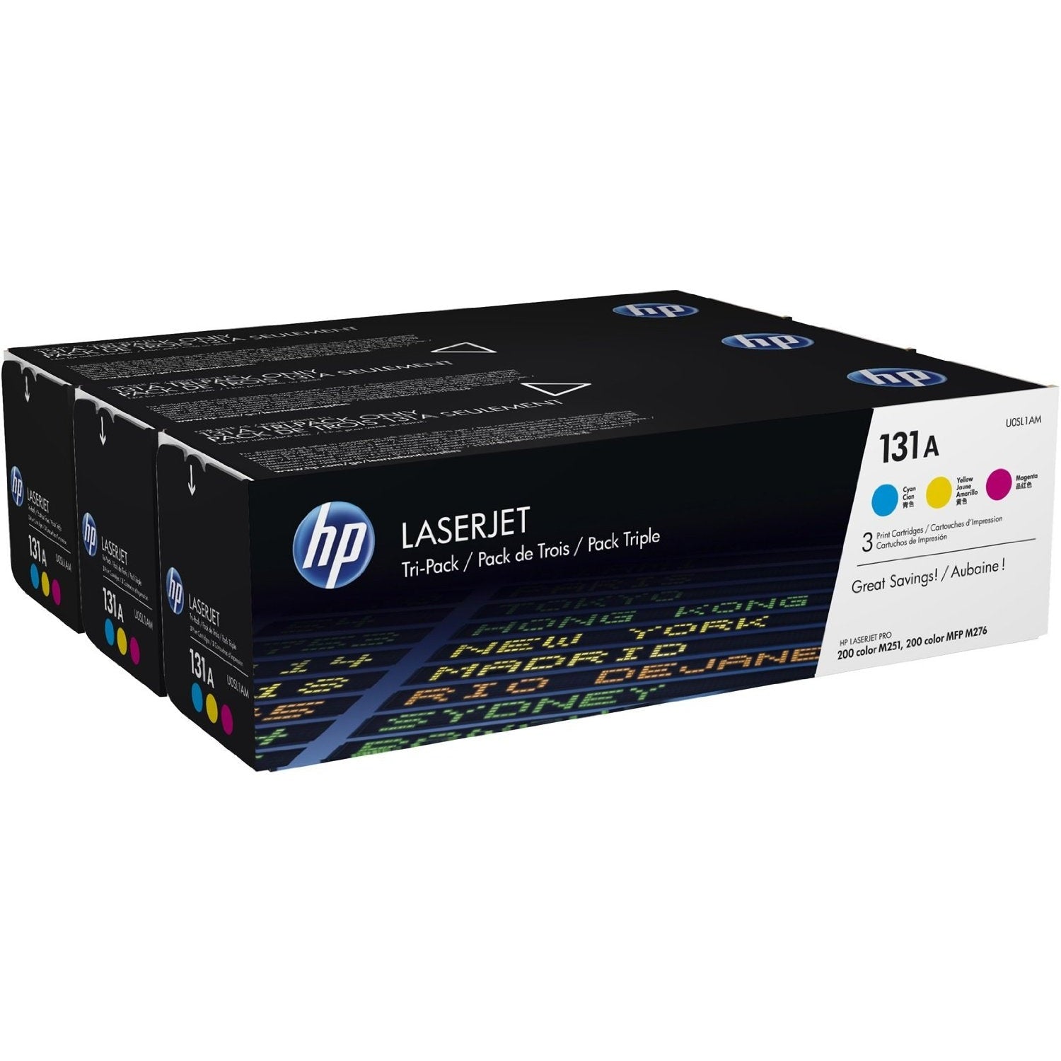 HP 131A 3-pack Cyan/Magenta/Yellow Original LaserJet Toner Cartridges - U0SL1AM