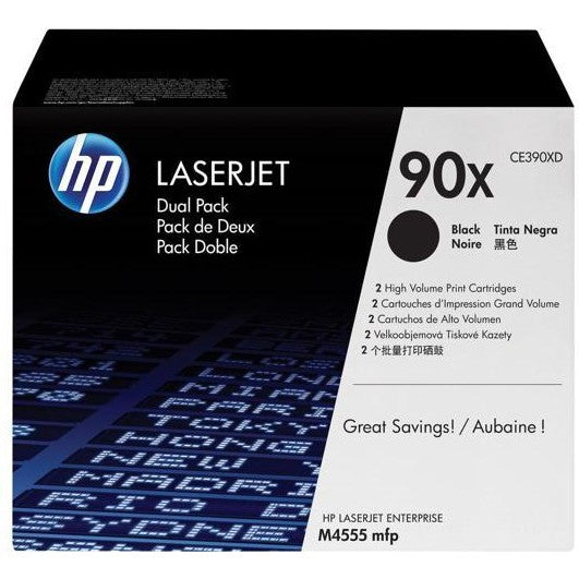 HP 90X 2-pack High Yield Black Original LaserJet Toner Cartridges - CE390XD