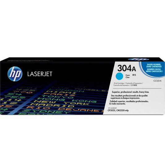 HP 304A Cyan Original LaserJet Toner Cartridge Page Yield 2800 CC531A HP