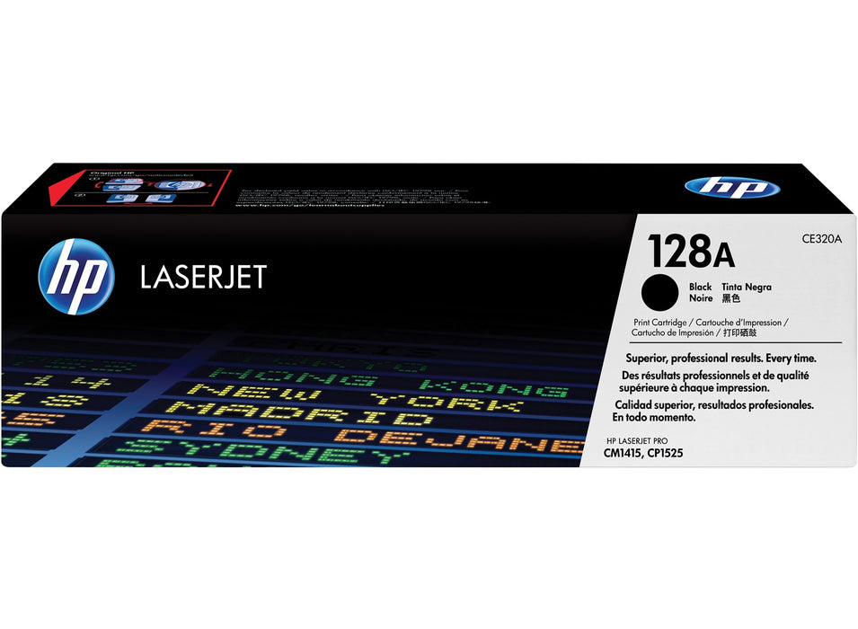 HP 128A Black Original LaserJet Toner Cartridge Page Yield 2000 (CE320A) | Cartridge King 