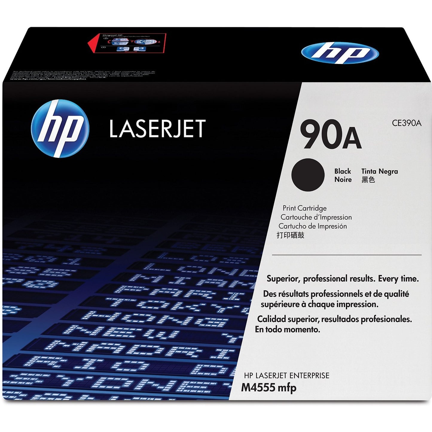 HP 90A Black Original LaserJet Toner Cartridge Page Yield 10K CE390A HP