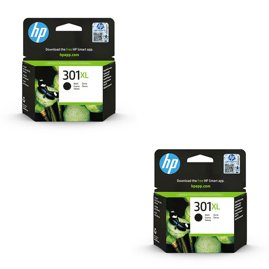 HP D8J45AE - 301XL Black Twin Pack 2x Black Original Ink cartridges Page Yield 430 P/N CH563EE x 2