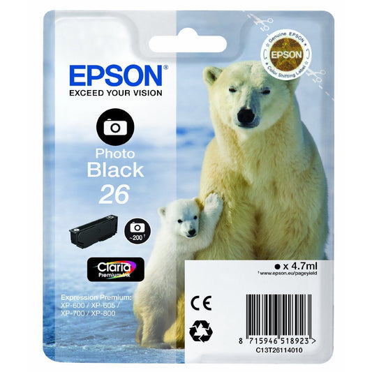Epson Original T26 PHOTO Black Claria Inkjet Cartridge Polar Bear