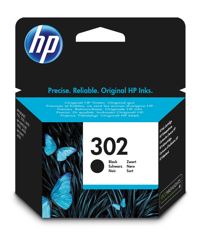 HP 302 Standard Capacity Black Original Ink Cartridge Page Yield 170  (P/N F6U66AE)