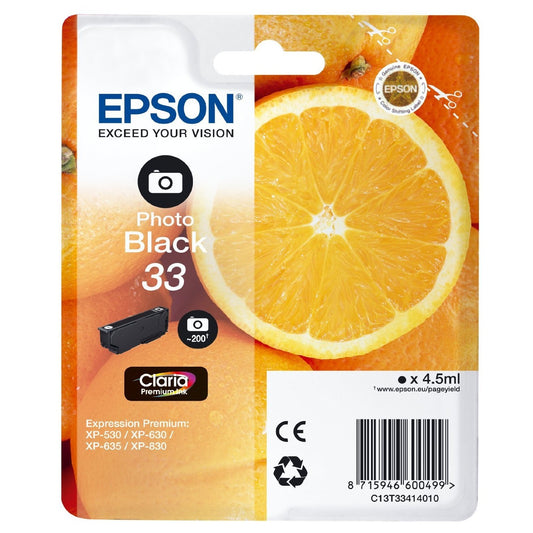 Epson Original Photo Black T33 Claria Premium Ink Cartridge