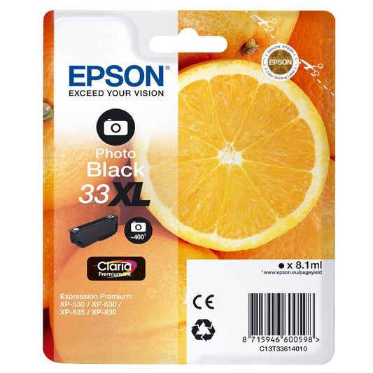 Epson Original Photo Black T33XL Claria Premium Ink Cartridge