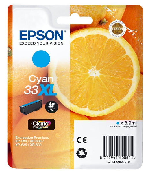 Epson Original Cyan T33XL Claria Premium Ink Cartridge | Cartridge King 