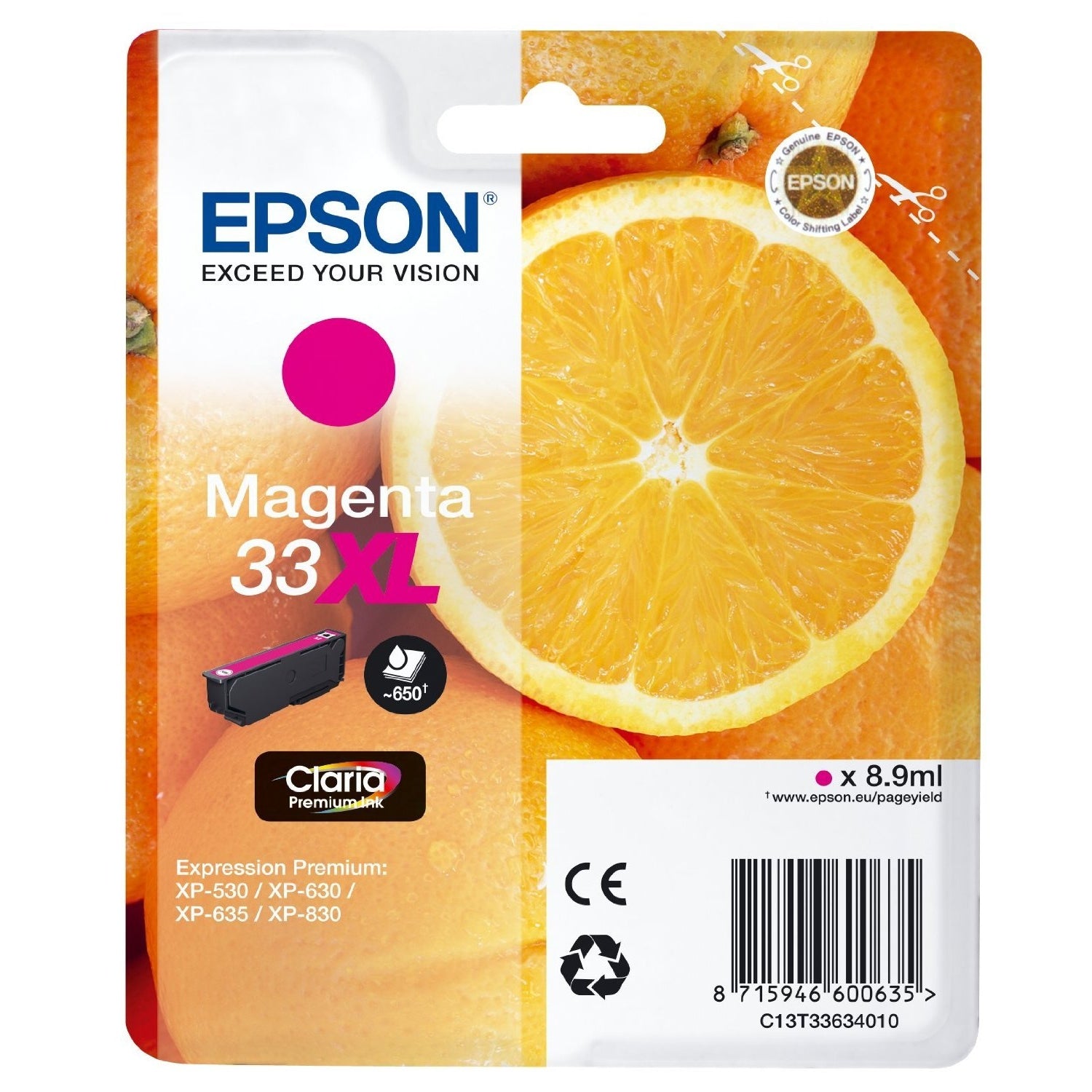 Epson Original Magenta T33XL Claria Premium Ink Cartridge EPSON