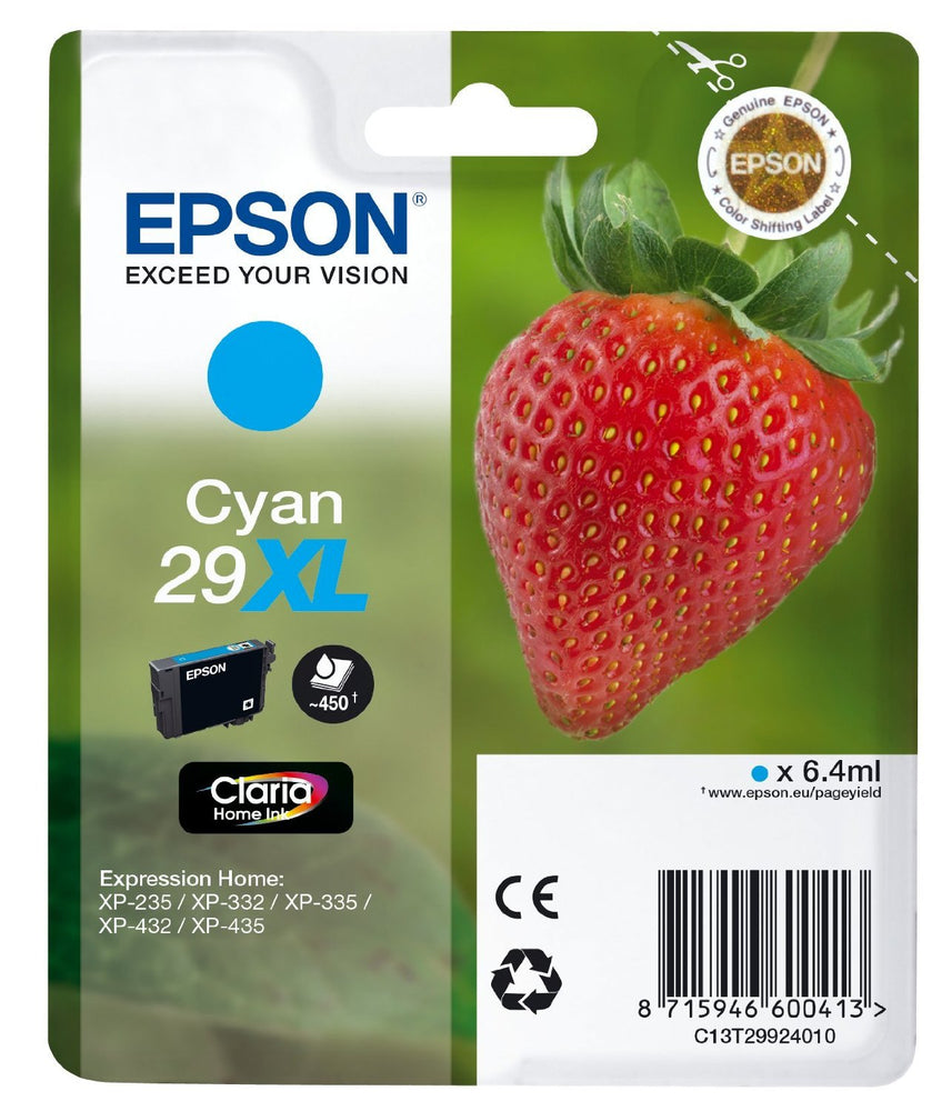 Epson Original Cyan T29 XL Claria Premium Ink Cartridge | Cartridge King 