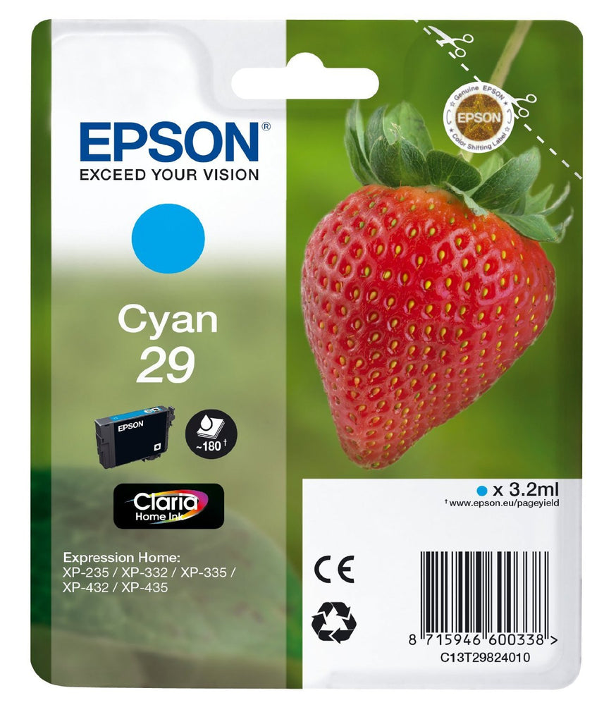 Epson Original Cyan T29 Std Claria Premium Ink Cartridge | Cartridge King 
