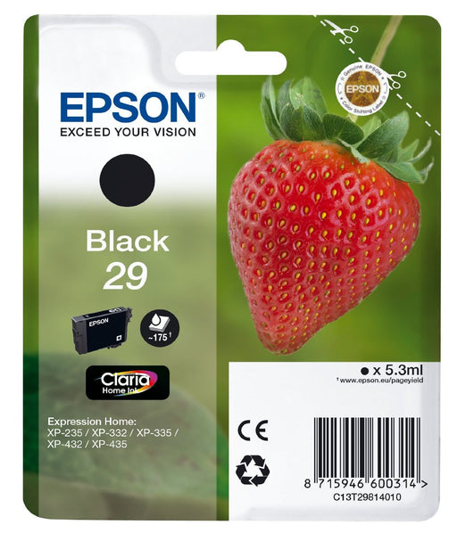 Epson Original Black T29 Std Claria Premium Ink Cartridge | Cartridge King 
