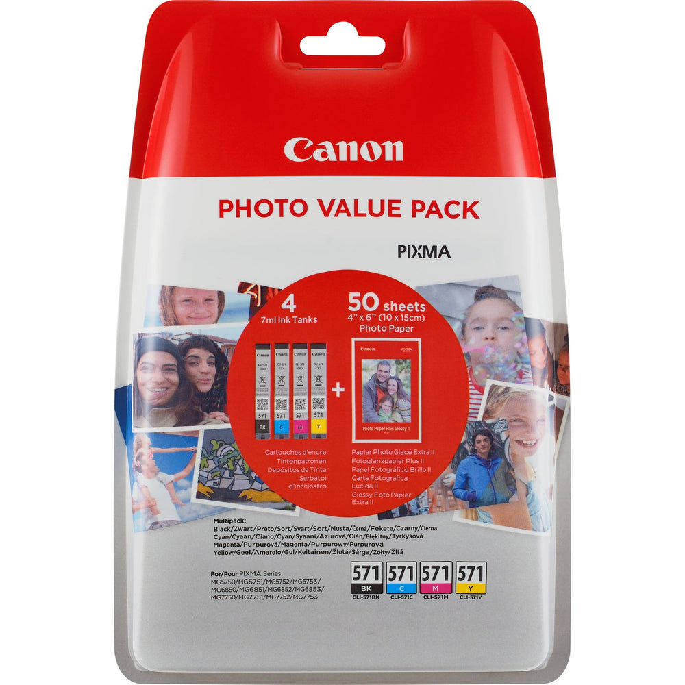 Canon CLI-571 Original Printer Ink Cartridges BK &amp; CMY - Photo Value Pack | Cartridge King 