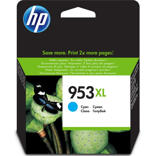 HP 953XL High Yield Original Cyan Ink Cartridge Page Yield 1450 (P/N F6U16AE)