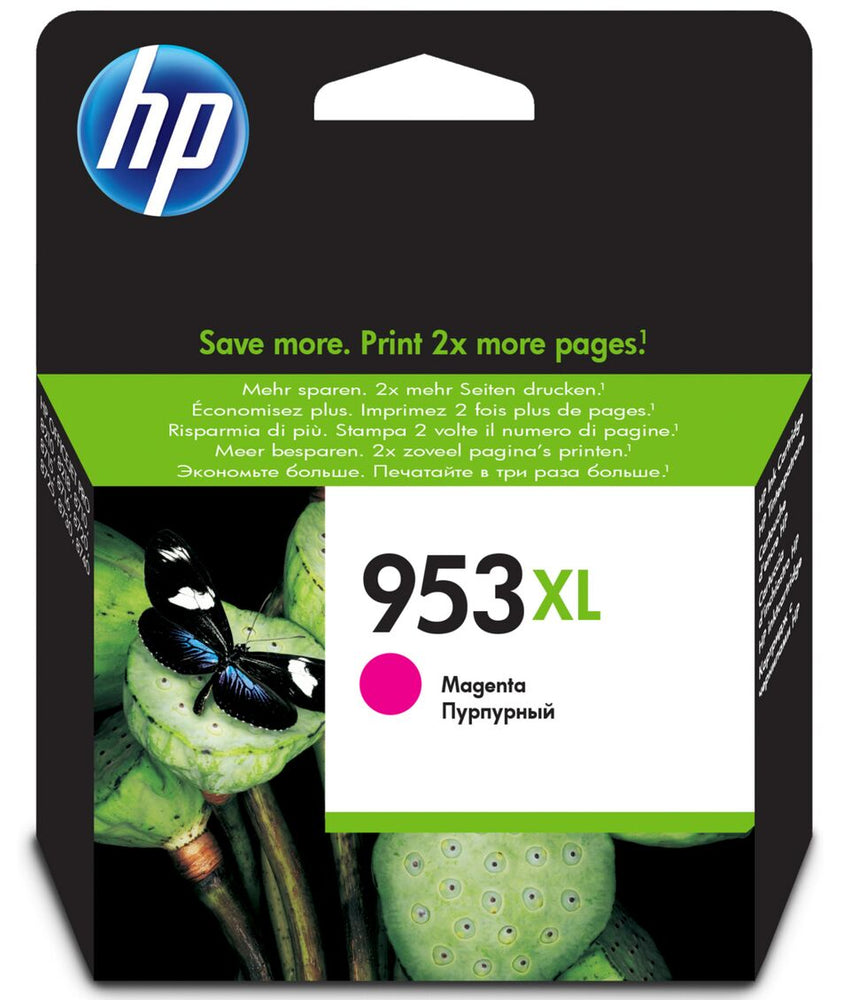 HP 953XL High Yield Original Magenta Ink Cartridge Page Yield 1450 (P/N F6U17AE)