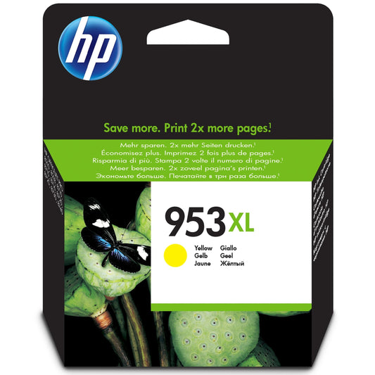 HP 953XL High Yield Original Yellow Ink Cartridge Page Yield 1450 (P/N F6U18AE)