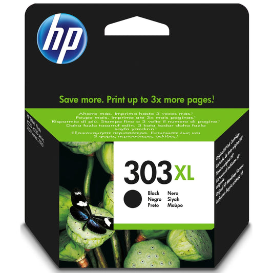 HP 303XL High Yield Black Original Ink Cartridge Page Yield 600 (P/N T6N04AE)