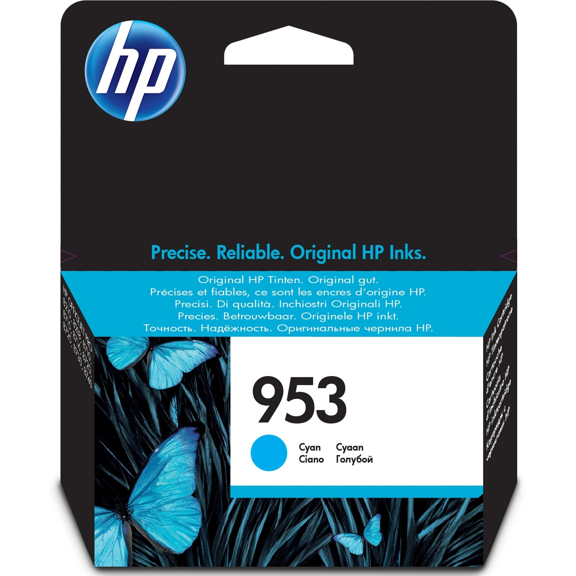 HP 953 Standard Yield Original Cyan Ink Cartridge Page Yield 630 P/N F6U12AE HP