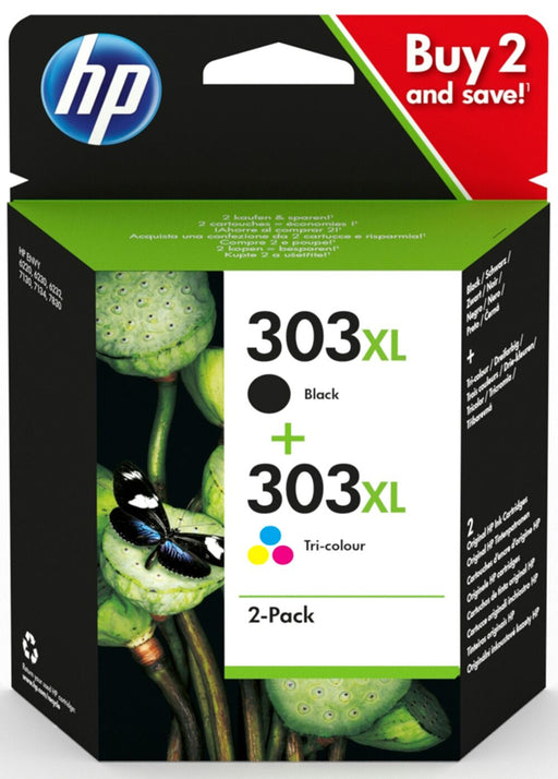 HP 303XL 2-pack Black/Tri-colour Original Ink Cartridges Combo pack Page Yield B 600/Tri 415 (P/N 3YN10AE)